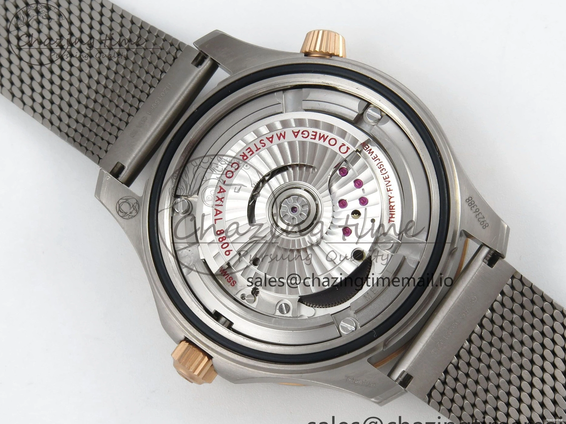 0329 OdorResistant Seamaster 300M Diver Titanium Bronze Gold VSF 1:1 Best Edition Green Dial on Titanium Mesh Bracelet A 7660